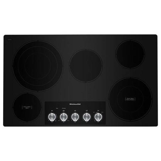 KitchenAid KCES556HBL 36" Electric Cooktop with 5 Elements and Knob